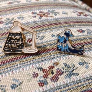 Set of 2 Enamel Pins - Time to Shine and Tsunami